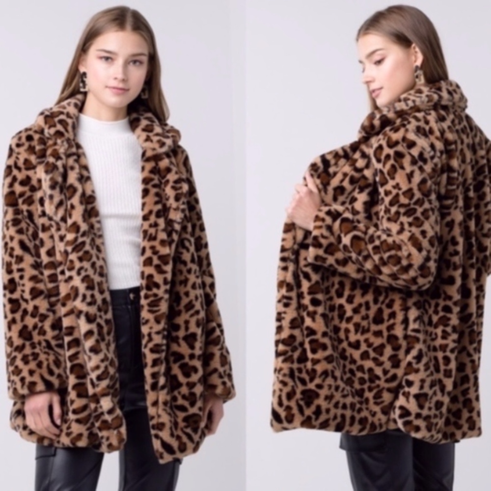 BETTY "Meow" leopard print furry jacket Coat - Picture 5 of 7